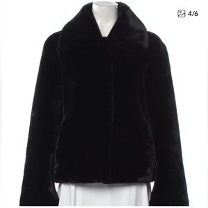 Apparis Croppd Black Faux Fur Teddy Coat